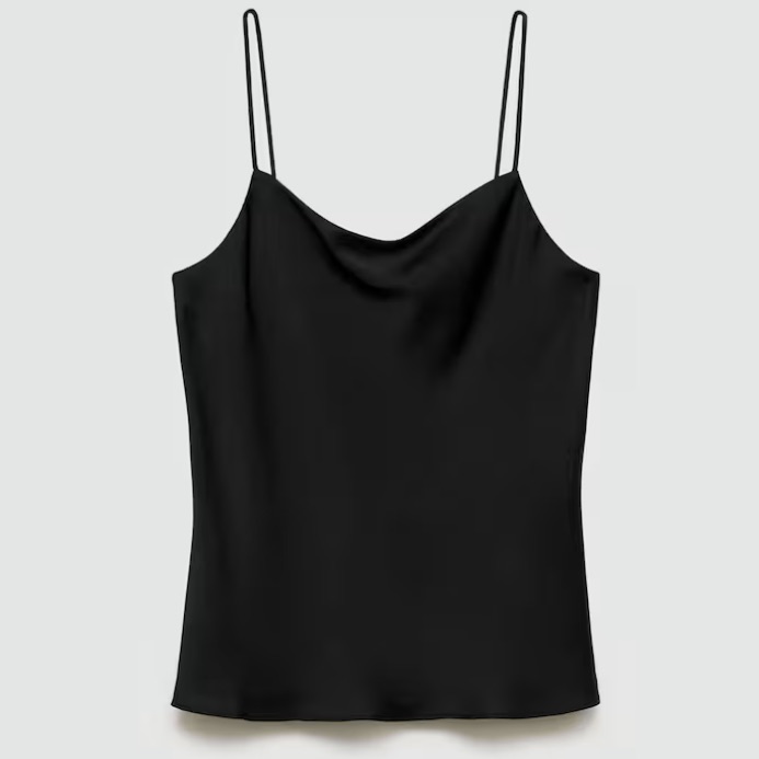 Mango Sleek Black Camisole Top Size-Xl Nwt